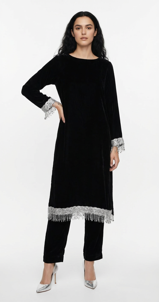 Chamki Noir – Velvet Coord Set
