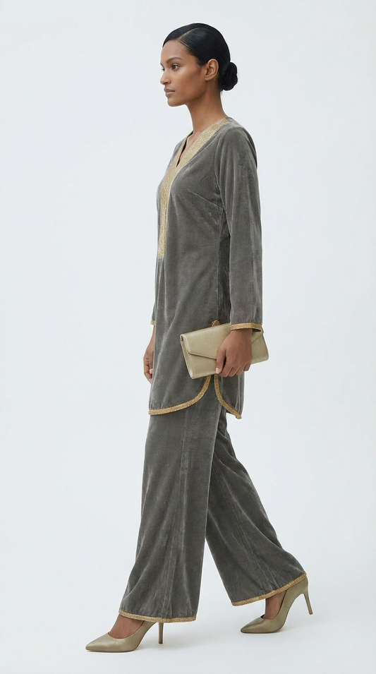 Luxe Ash – Velvet Coord Set