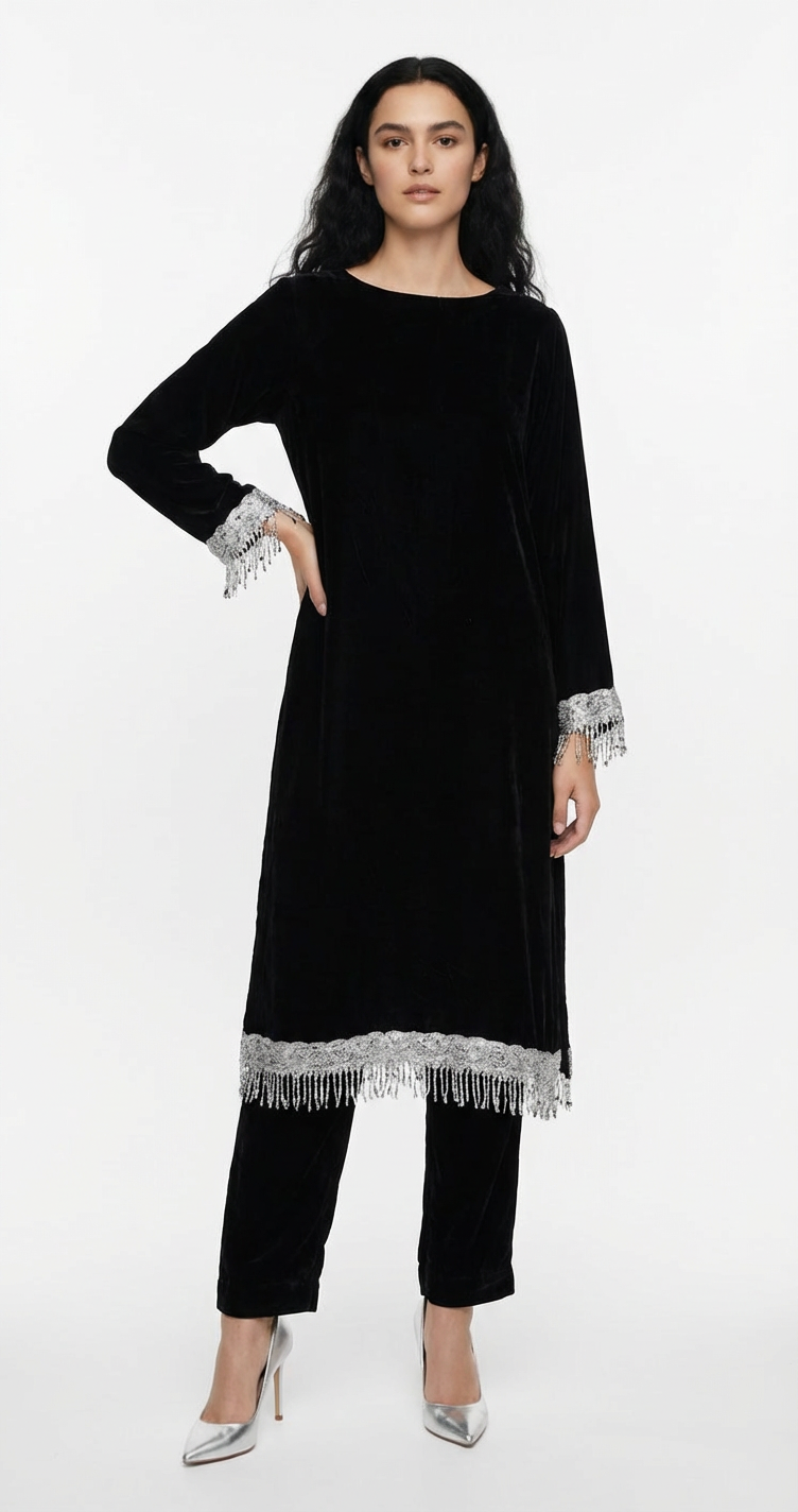 Chamki Noir – Velvet Coord Set