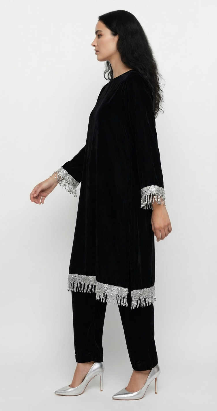 Chamki Noir – Velvet Coord Set