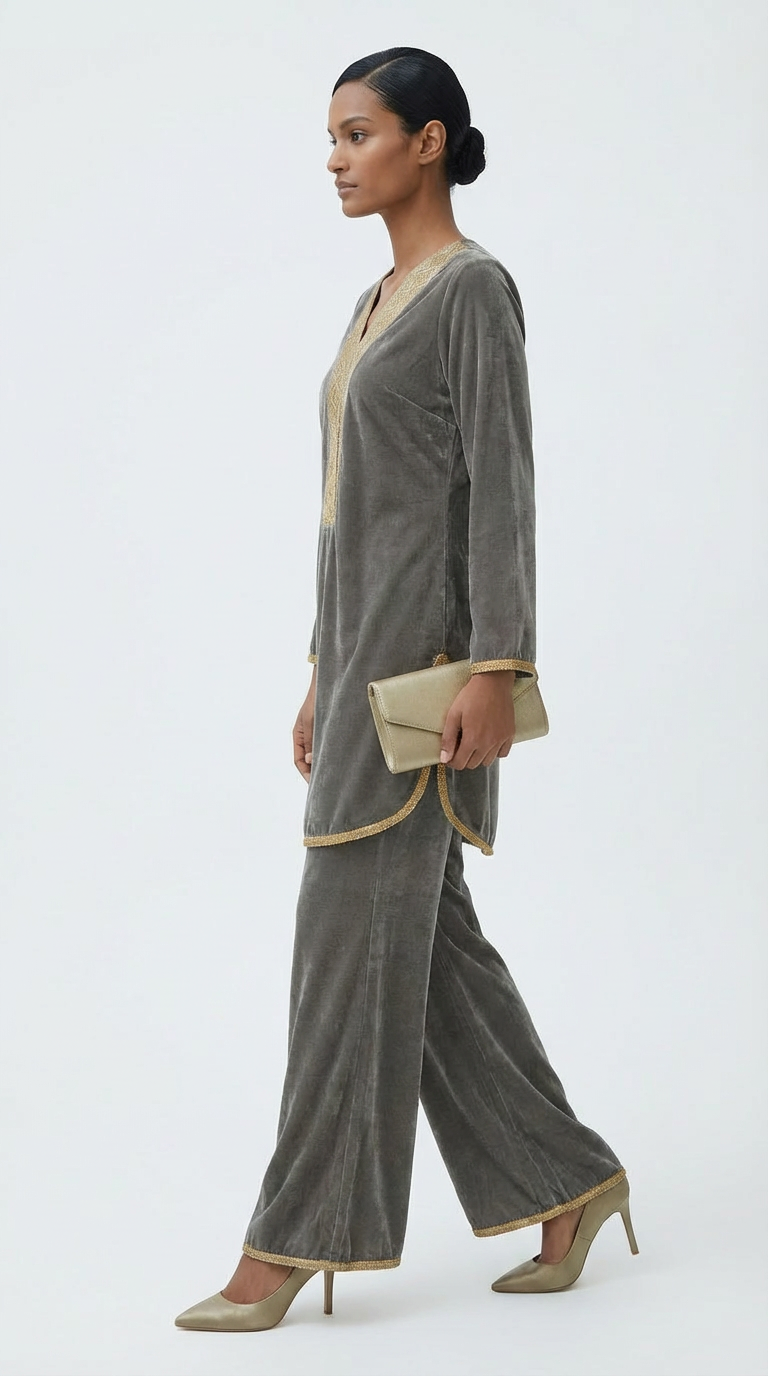 Luxe Ash – Velvet Coord Set