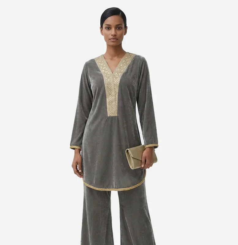 Luxe Ash – Velvet Coord Set